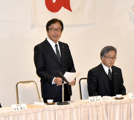 継続と変革スローガンに　商議所の塩見新会頭所信表明