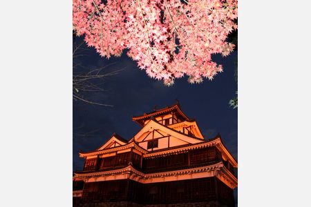 福知山城をオレンジ色に染めて子どもの虐待防止を訴え
