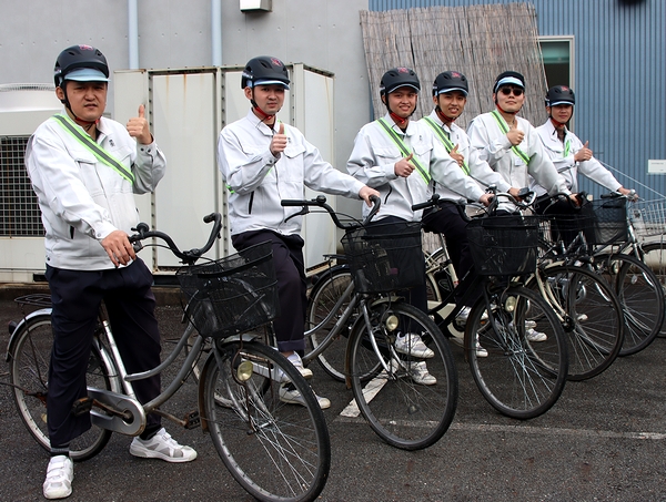 加美電機京都工場が自転車ヘルメット着用宣言