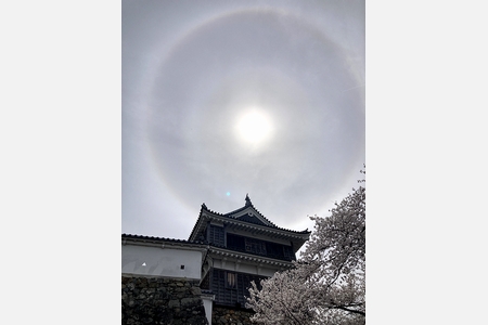 福知山城の上空にハロ